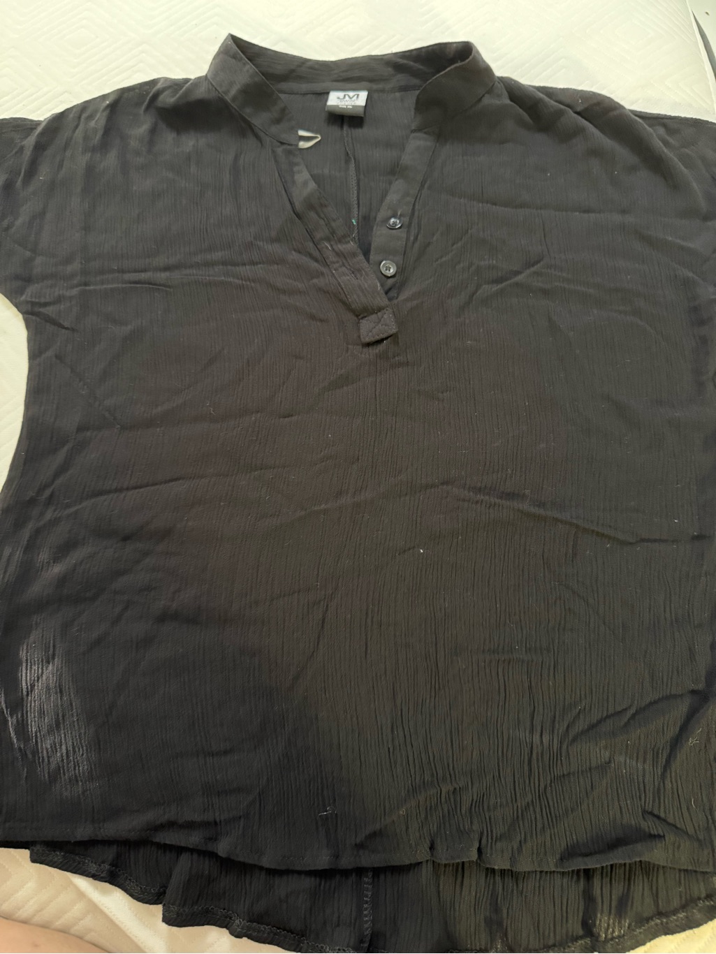 Women's Black Mandarin Collar Blouse - Unbranded